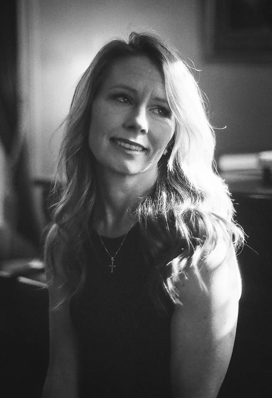 Black-and-white film portrait